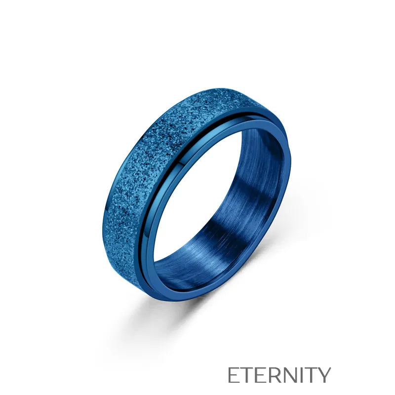 Anillo Cosmic Sand con Banda Giratoria de Textura Granulada  Anillos Negro 10 Acero Inoxidable  ETERNITY