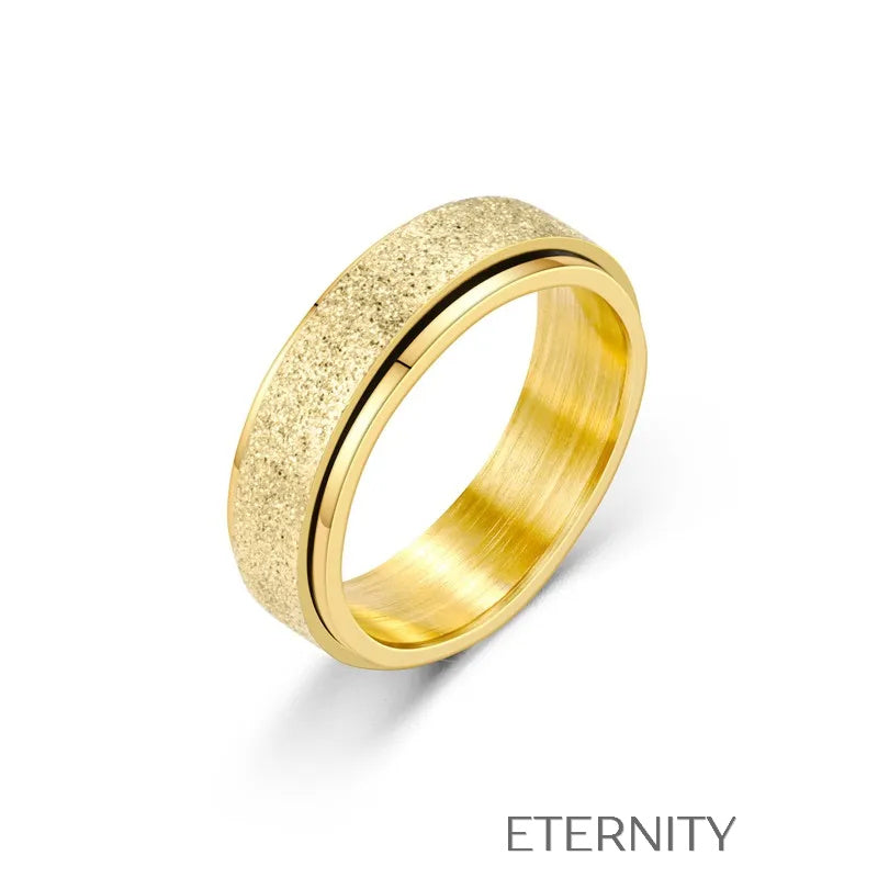 Anillo Cosmic Sand con Banda Giratoria de Textura Granulada  Anillos Negro 10 Acero Inoxidable  ETERNITY