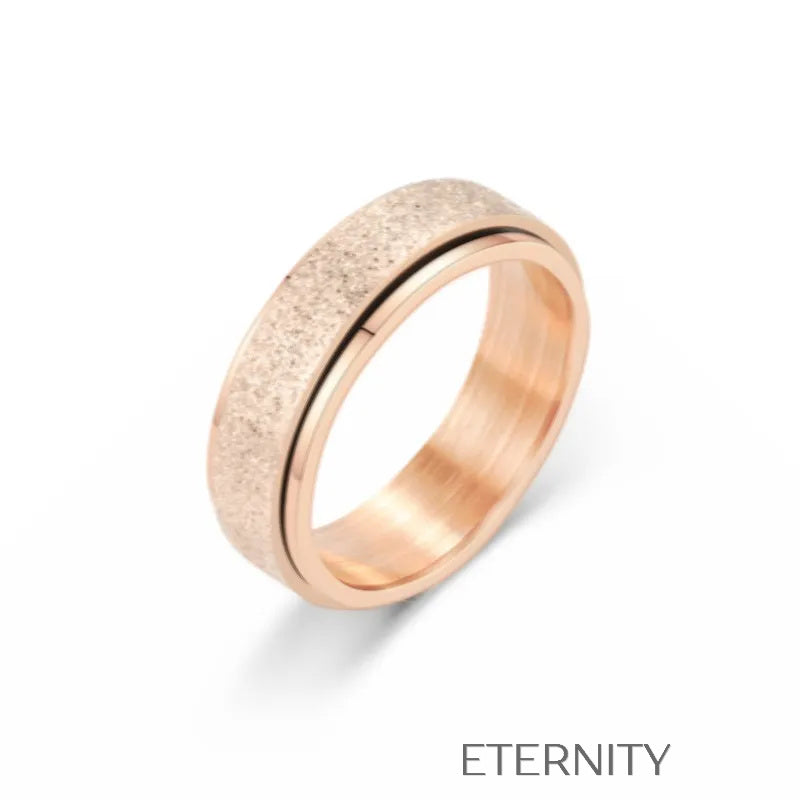 Anillo Cosmic Sand con Banda Giratoria de Textura Granulada  Anillos Negro 10 Acero Inoxidable  ETERNITY