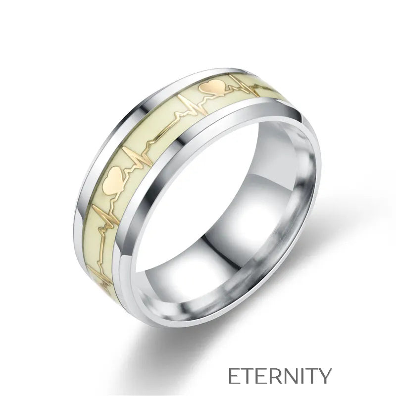Anillo de Acero Inoxidable con Latido de Corazón Fluorescente  Anillos Plateado 10 Acero Inoxidable  ETERNITY