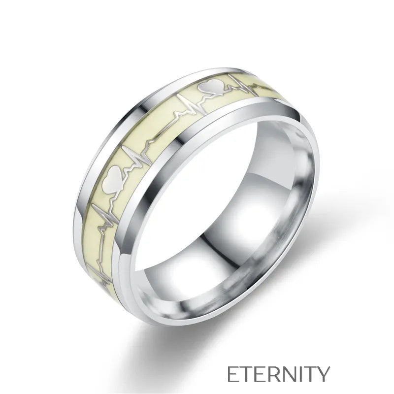 Anillo de Acero Inoxidable con Latido de Corazón Fluorescente  Anillos Plateado 10 Acero Inoxidable  ETERNITY