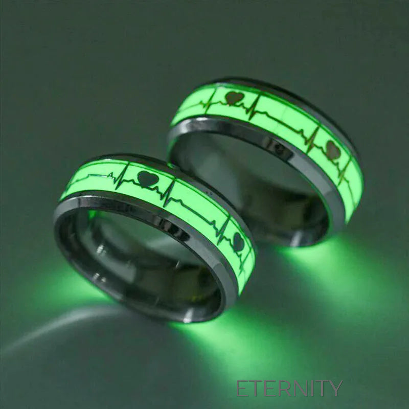 Anillo de Acero Inoxidable con Latido de Corazón Fluorescente  Anillos Plateado 10 Acero Inoxidable  ETERNITY