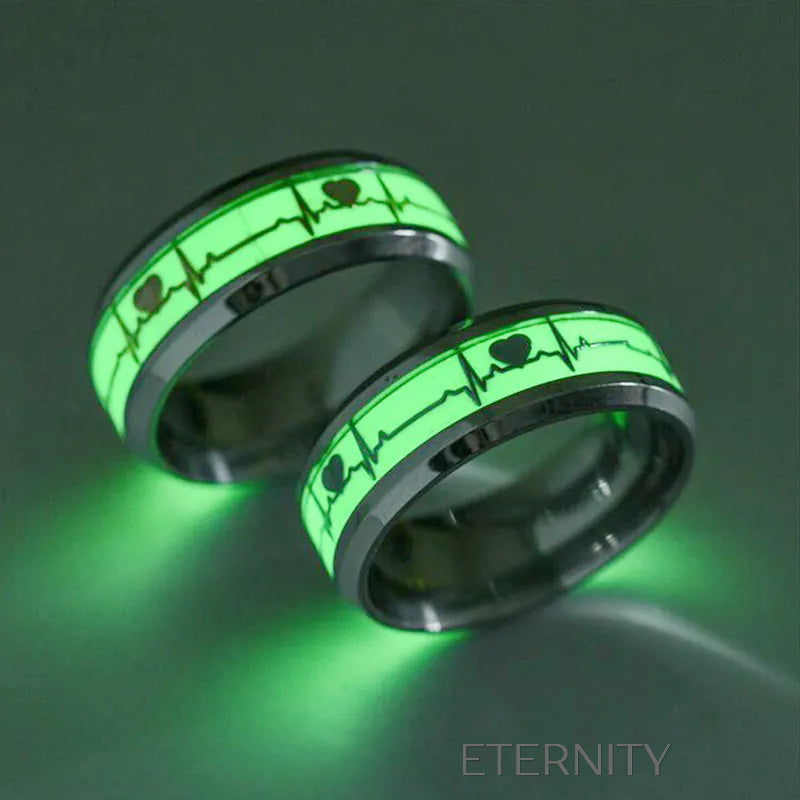 Anillo de Acero Inoxidable con Latido de Corazón Fluorescente  Anillos Plateado 10 Acero Inoxidable  ETERNITY