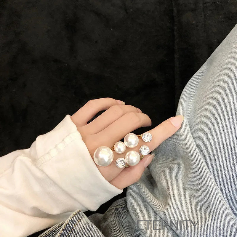 Anillos de Impacto Stellar Pearl con Cristales y Perlas de Gran Tamaño  Anillos Perla Unica Acero Inoxidable  ETERNITY