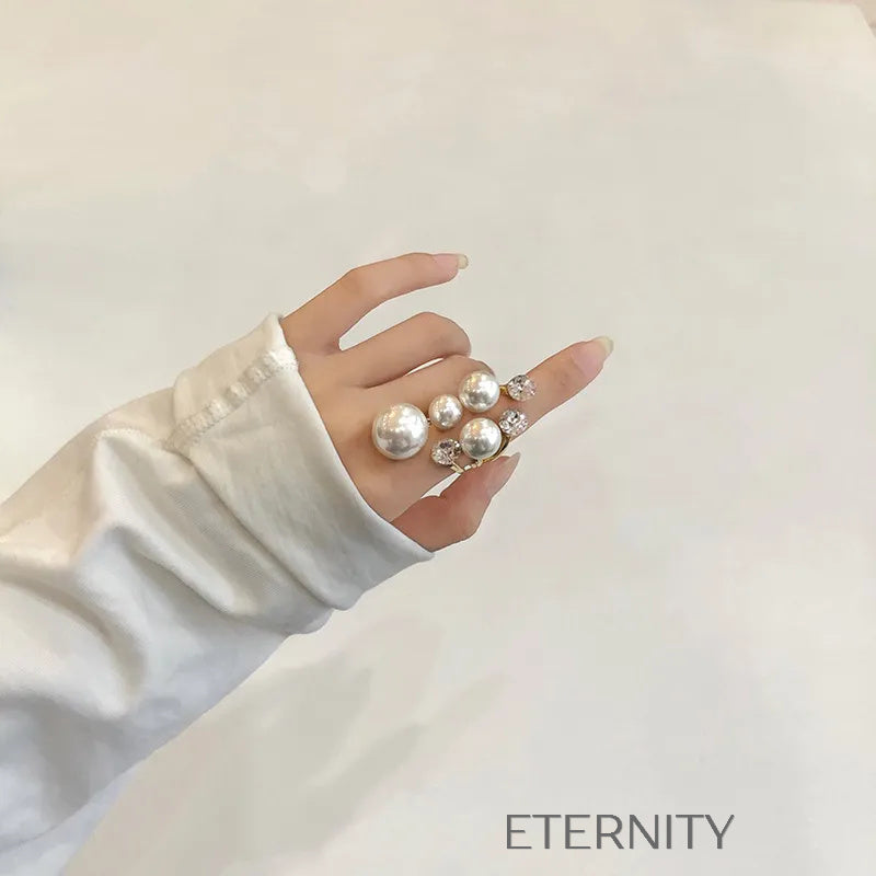 Anillos de Impacto Stellar Pearl con Cristales y Perlas de Gran Tamaño  Anillos Perla Unica Acero Inoxidable  ETERNITY