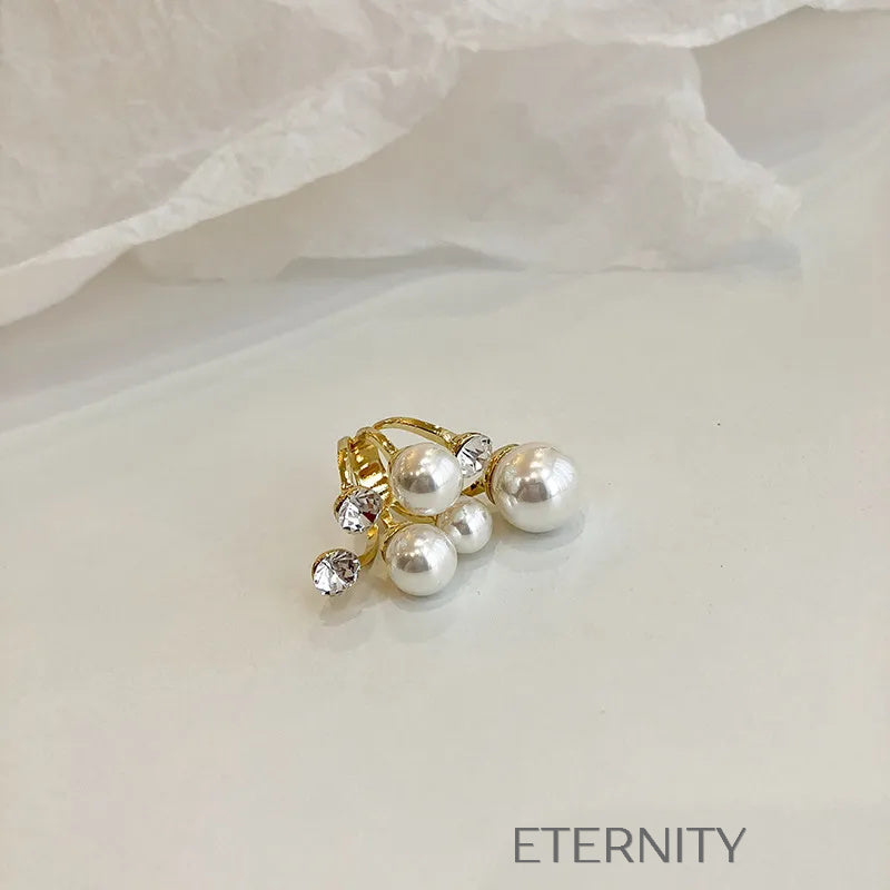 Anillos de Impacto Stellar Pearl con Cristales y Perlas de Gran Tamaño  Anillos Perla Unica Acero Inoxidable  ETERNITY