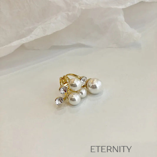 Anillos de Impacto Stellar Pearl con Cristales y Perlas de Gran Tamaño  Anillos Perla Unica Acero Inoxidable  ETERNITY