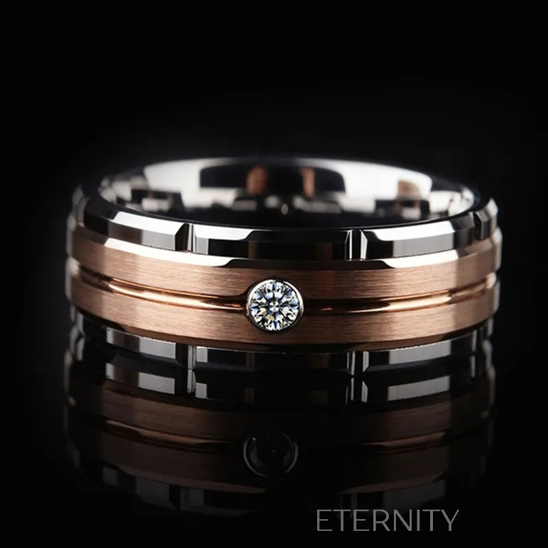Anillo de Banda Midnight Glow Bicolor  Anillos Plateado 10 Acero Inoxidable  ETERNITY