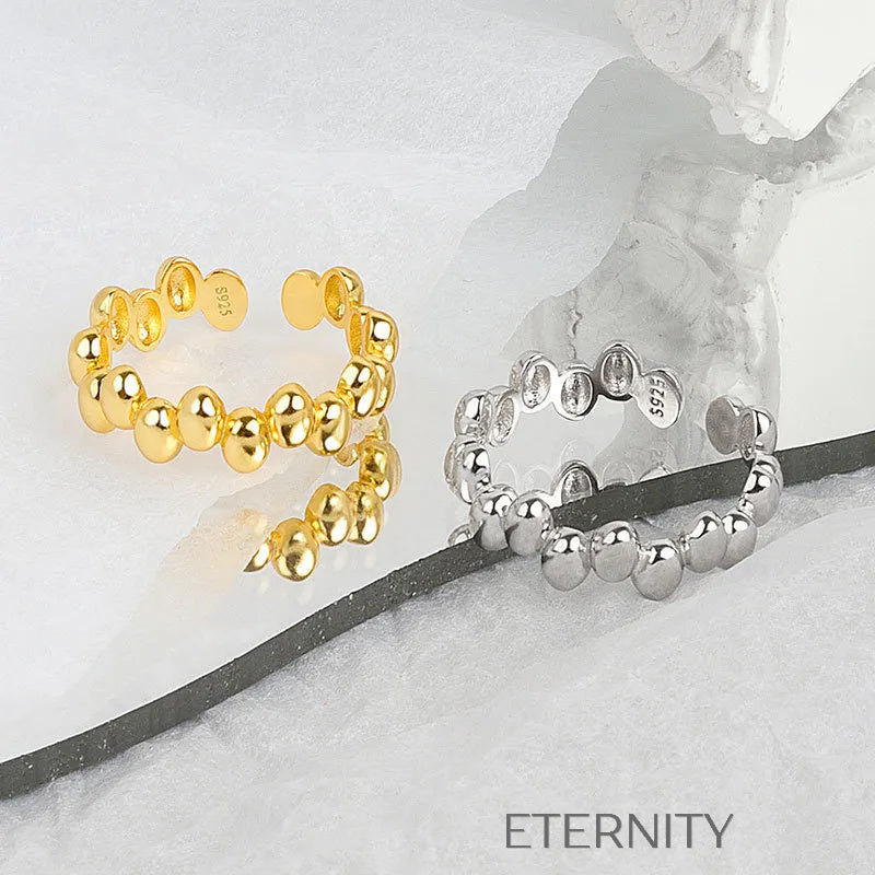 Brazalete Golden Pebble Orgánico  Anillos Dorado Ajustable Acero Inoxidable  ETERNITY