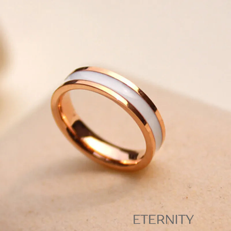 Set de Anillos Enamel Essence con Detalles de Color  Anillos Oro Rosa/Negro 10 Acero Inoxidable  ETERNITY