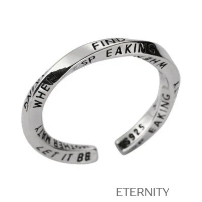 Anillo plateado grabado con mensaje motivacional elegante Anillos Plateado Ajustable Acero Inoxidable  ETERNITY