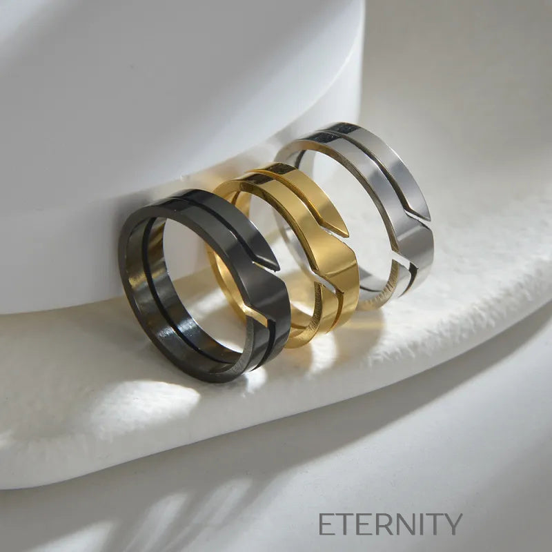 Anillos Geometric Bond Minimalistas  Anillos Negro 10 Acero Inoxidable  ETERNITY