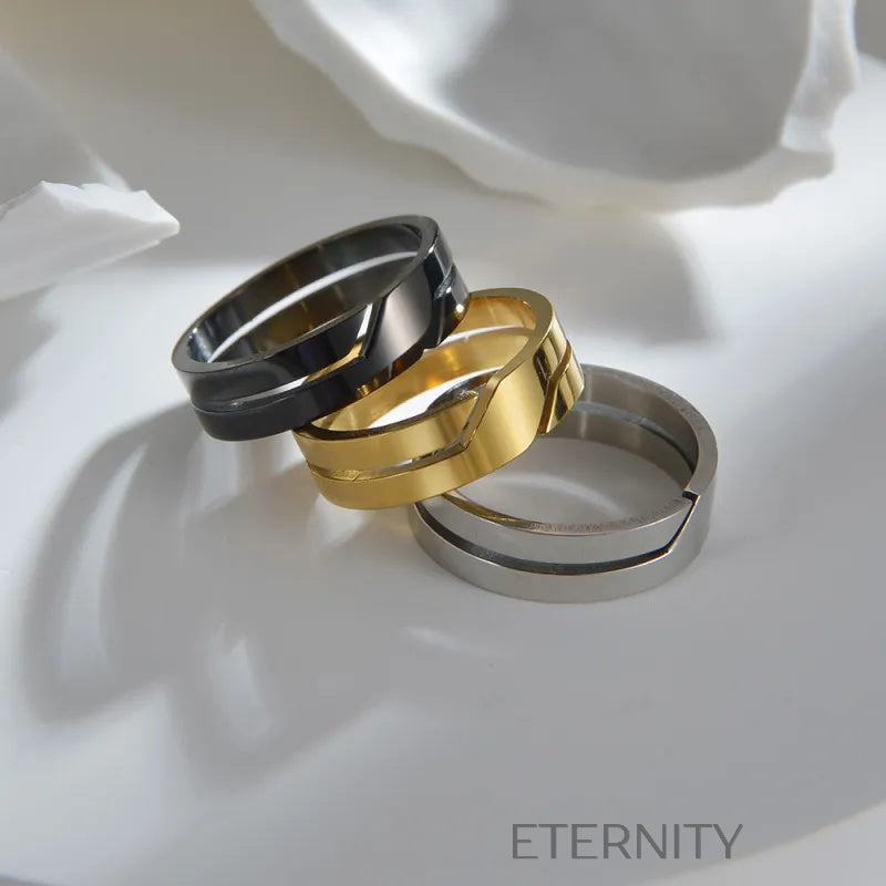 Anillos Geometric Bond Minimalistas  Anillos Negro 10 Acero Inoxidable  ETERNITY