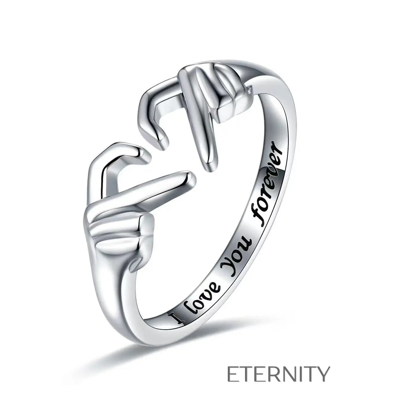 Anillo Infinite Promise con Diseño de Manos en Corazón y Grabado Interno  Anillos Dorado Ajustable Acero Inoxidable  ETERNITY
