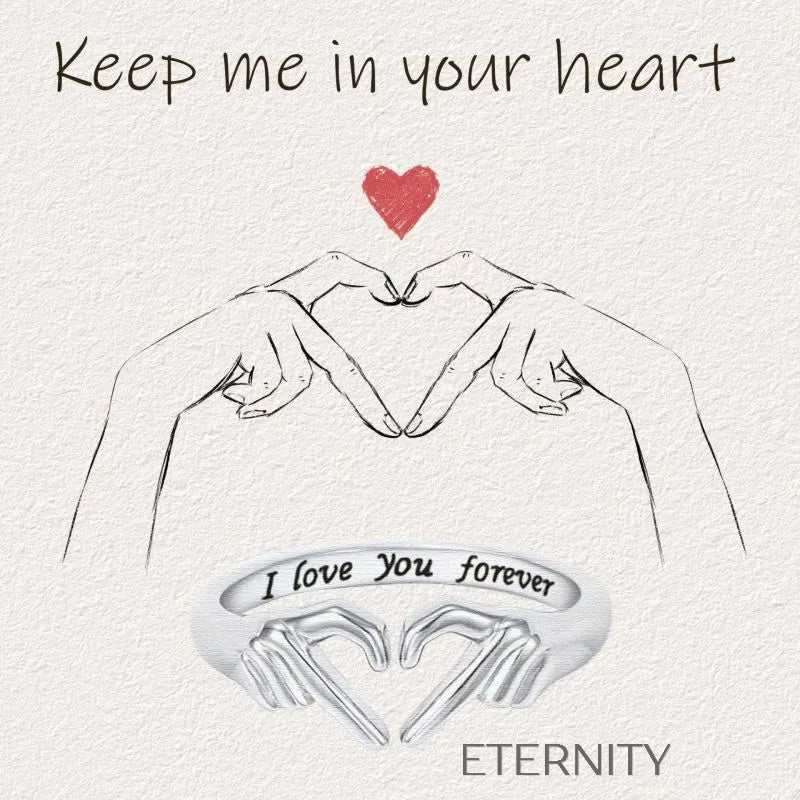 Anillo Infinite Promise con Diseño de Manos en Corazón y Grabado Interno  Anillos Dorado Ajustable Acero Inoxidable  ETERNITY