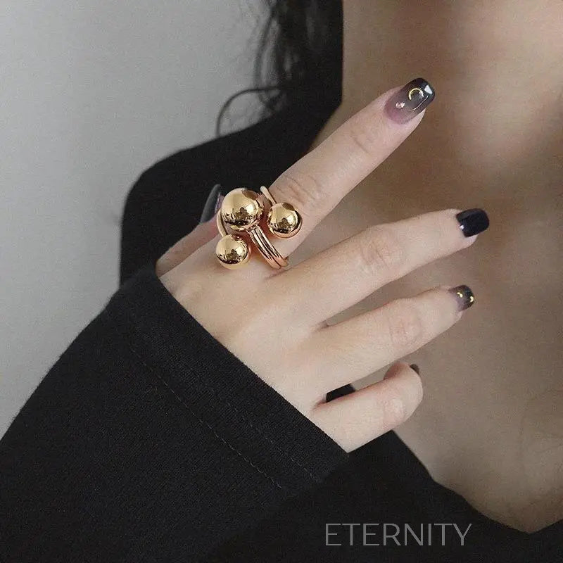 Anillo Ajustable Sphere Orbit de Diseño Escultórico en Oro y Plata  Anillos Dorado Ajustable Acero Inoxidable  ETERNITY