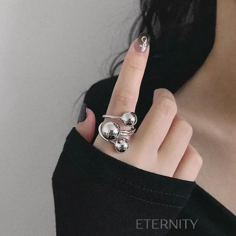 Anillo Ajustable Sphere Orbit de Diseño Escultórico en Oro y Plata  Anillos Dorado Ajustable Acero Inoxidable  ETERNITY