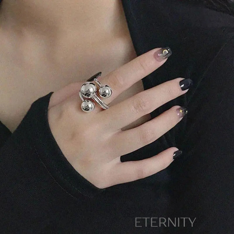 Anillo Ajustable Sphere Orbit de Diseño Escultórico en Oro y Plata  Anillos Dorado Ajustable Acero Inoxidable  ETERNITY