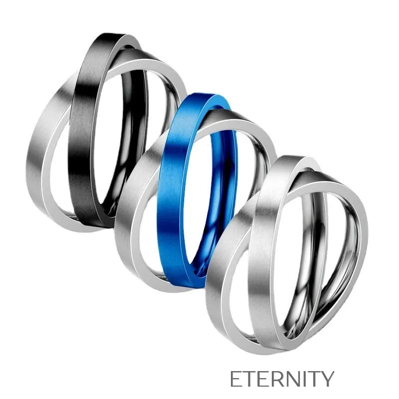 Anillo Trinity de Bandas Entrelazadas en Acero Inoxidable Mate  Anillos Plateado 7 Acero Inoxidable  ETERNITY