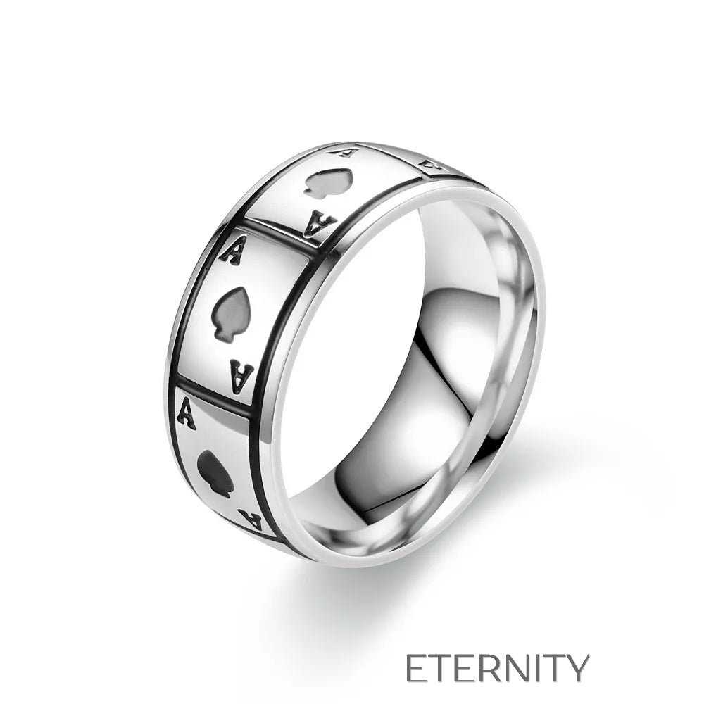 Anillo Ace of Spades  Anillos Plateado 10 Acero Inoxidable  ETERNITY