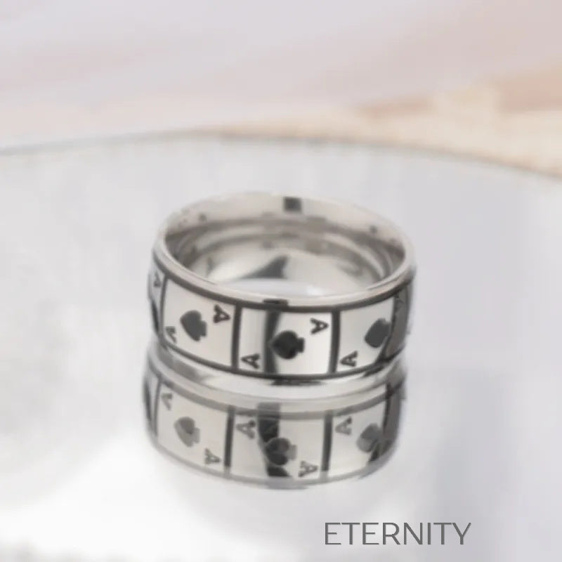 Anillo Ace of Spades  Anillos Plateado 10 Acero Inoxidable  ETERNITY