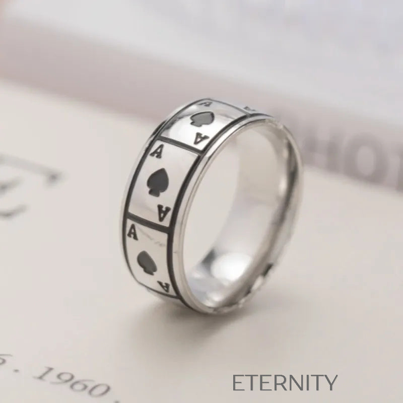 Anillo Ace of Spades  Anillos Plateado 10 Acero Inoxidable  ETERNITY