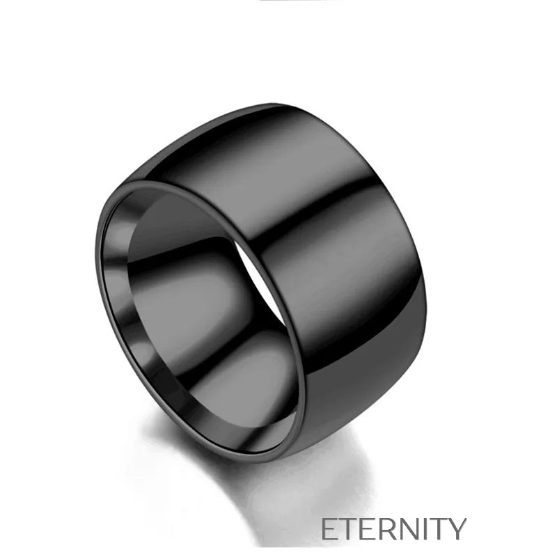 Anillo de Banda Ancha Minimalista en Oro Plata y Negro  Anillos Negro 10 Acero Inoxidable  ETERNITY