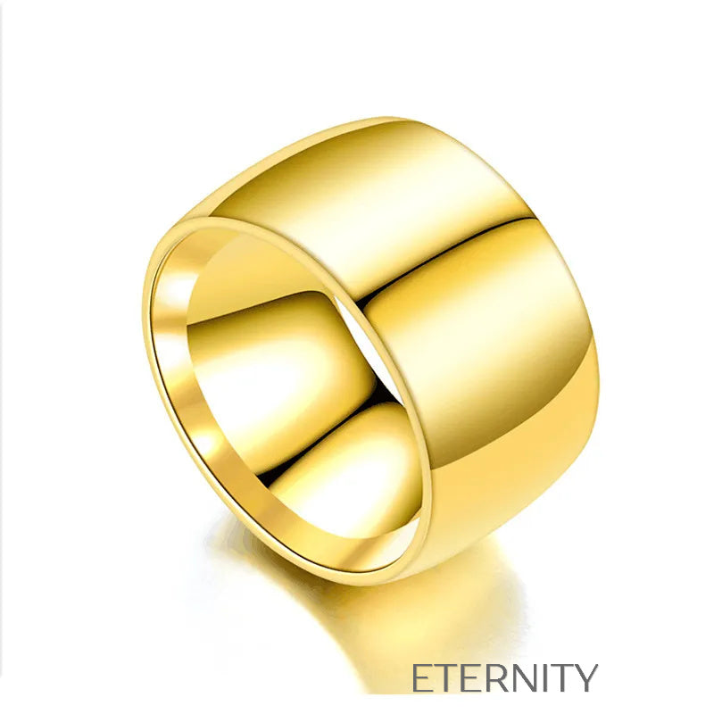 Anillo de Banda Ancha Minimalista en Oro Plata y Negro  Anillos Negro 10 Acero Inoxidable  ETERNITY