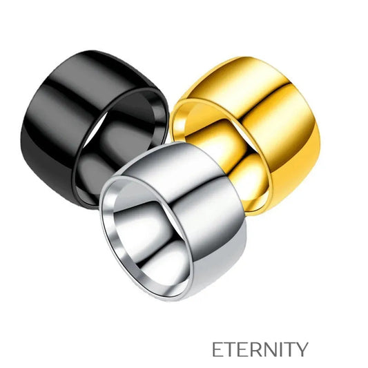 Anillo de Banda Ancha Minimalista en Oro Plata y Negro  Anillos Negro 10 Acero Inoxidable  ETERNITY