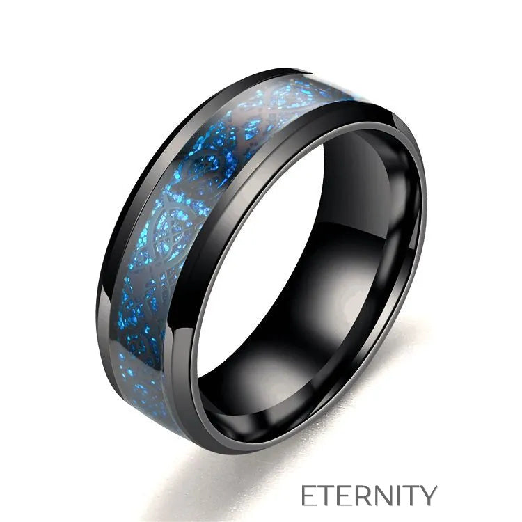 Anillo plateado y negro con diseño grabado moderno Anillos Negro 10 Acero Inoxidable  ETERNITY