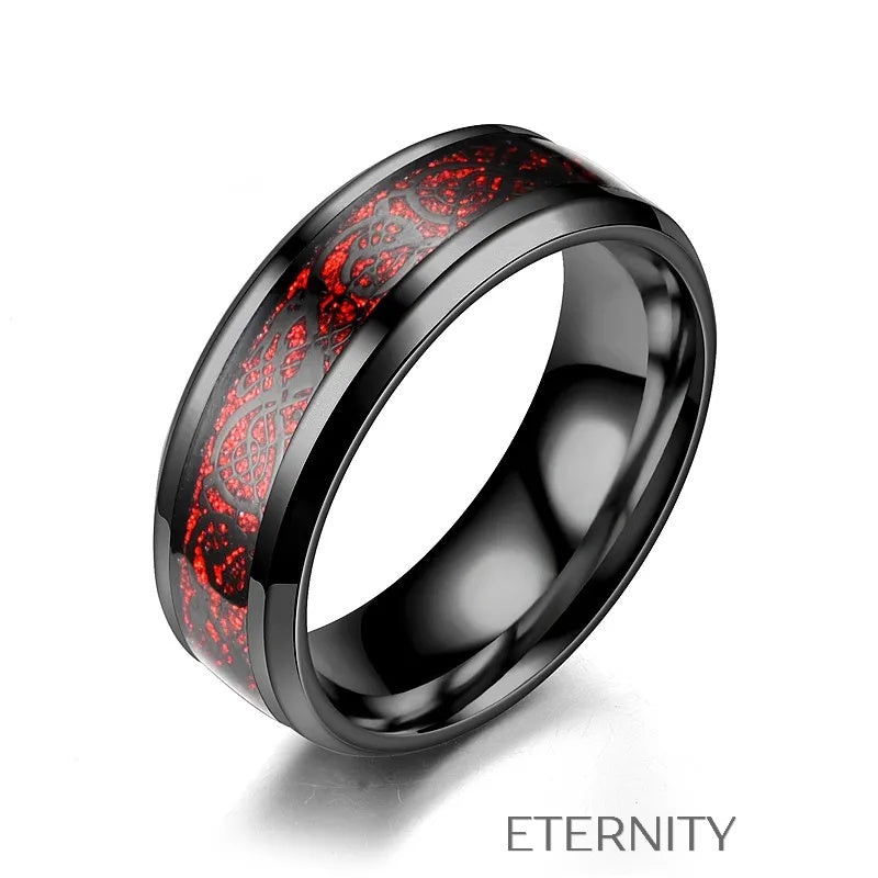 Anillo plateado y negro con diseño grabado moderno Anillos Negro 10 Acero Inoxidable  ETERNITY