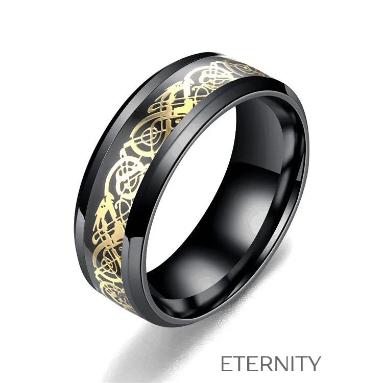 Anillo plateado y negro con diseño grabado moderno Anillos Negro 10 Acero Inoxidable  ETERNITY