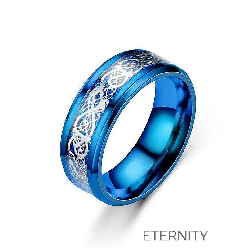 Anillo plateado y negro con diseño grabado moderno Anillos Negro 10 Acero Inoxidable  ETERNITY
