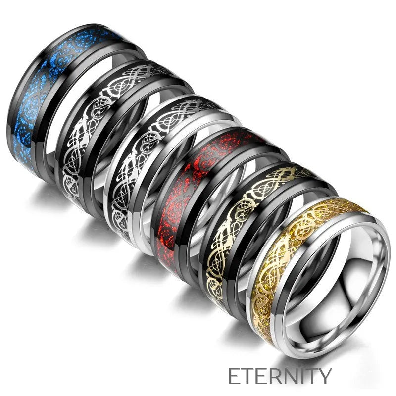 Anillo plateado y negro con diseño grabado moderno Anillos Negro 10 Acero Inoxidable  ETERNITY
