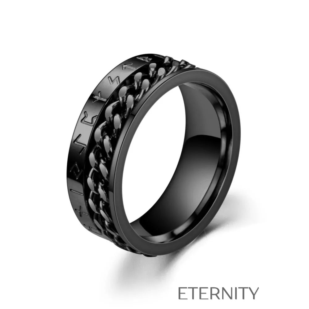 Anillo Nórdico Giratorio  Anillos Negro 10 Acero Inoxidable  ETERNITY