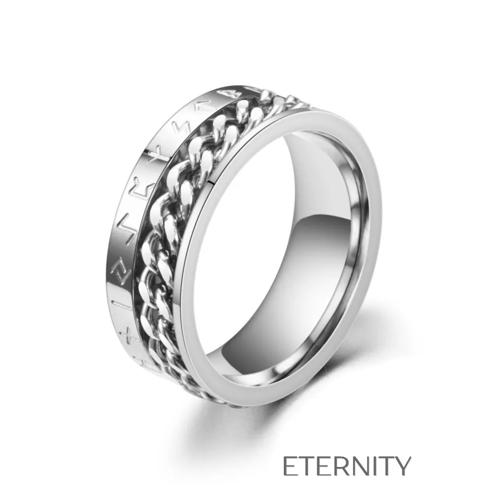 Anillo Nórdico Giratorio  Anillos Negro 10 Acero Inoxidable  ETERNITY
