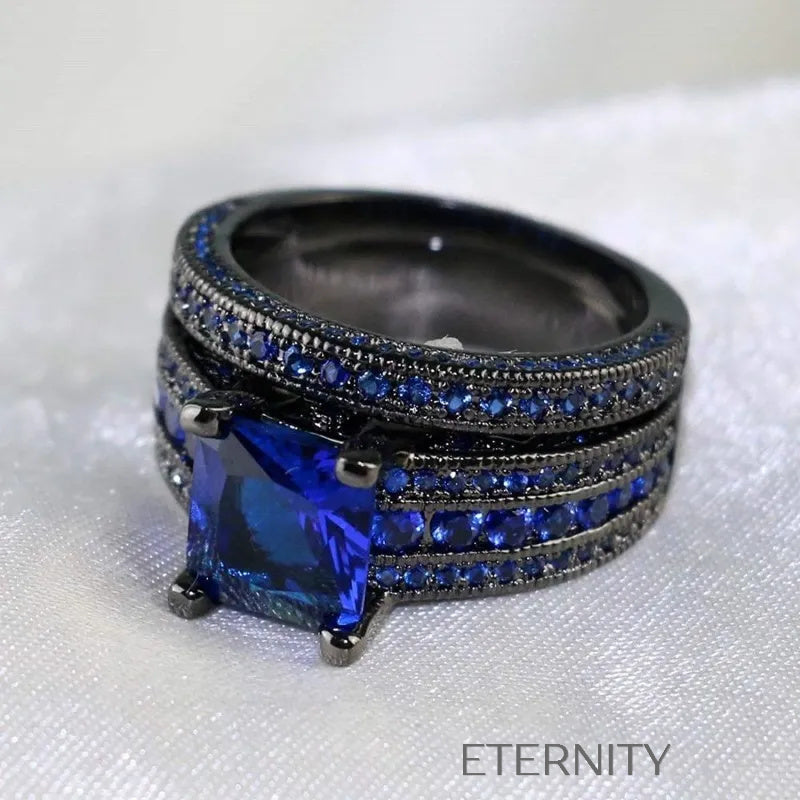 Anillo Zafiro Nocturno  Anillos Azul 10 Acero Inoxidable  ETERNITY