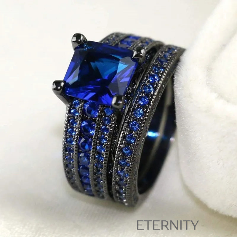 Anillo Zafiro Nocturno  Anillos Azul 10 Acero Inoxidable  ETERNITY