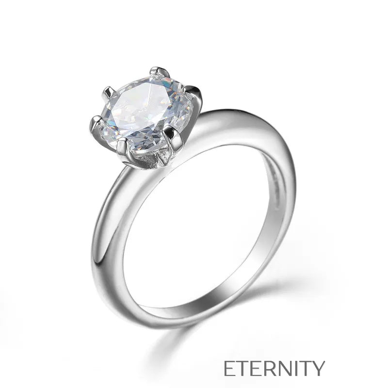 Anillo Solitario Eternal Promise con Cristal de Corte Brillante en Gold y Silver  Anillos Plateado 7 Acero Inoxidable  ETERNITY