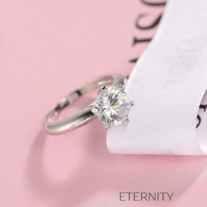 Anillo Solitario Eternal Promise con Cristal de Corte Brillante en Gold y Silver  Anillos Plateado 7 Acero Inoxidable  ETERNITY