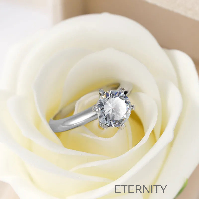 Anillo Solitario Eternal Promise con Cristal de Corte Brillante en Gold y Silver  Anillos Plateado 7 Acero Inoxidable  ETERNITY