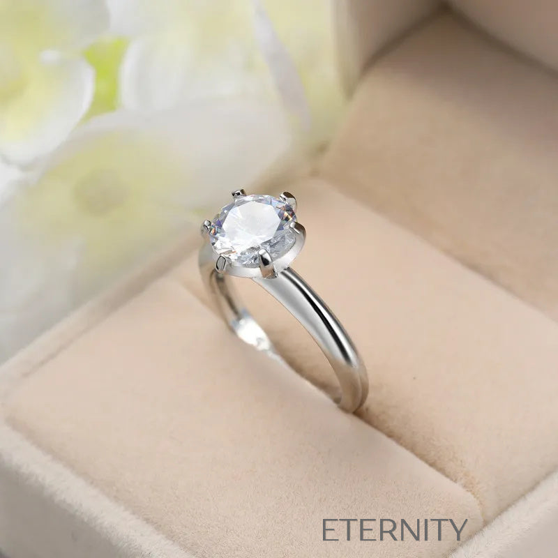Anillo Solitario Eternal Promise con Cristal de Corte Brillante en Gold y Silver  Anillos Plateado 7 Acero Inoxidable  ETERNITY