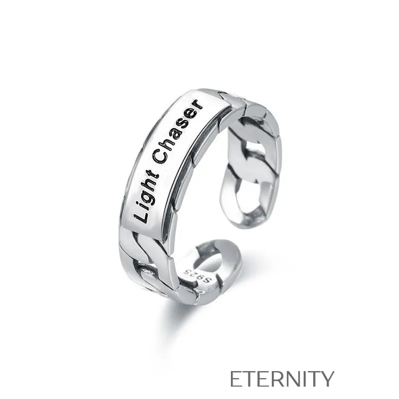 Anillo Ajustable Light Chaser con Diseño de Eslabones  Anillos Plateado Ajustable Acero Inoxidable  ETERNITY