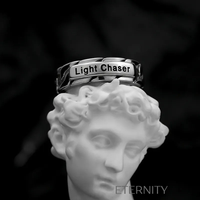 Anillo Ajustable Light Chaser con Diseño de Eslabones  Anillos Plateado Ajustable Acero Inoxidable  ETERNITY