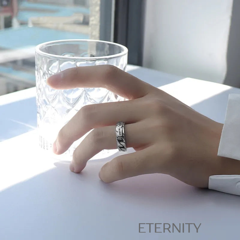 Anillo Ajustable Light Chaser con Diseño de Eslabones  Anillos Plateado Ajustable Acero Inoxidable  ETERNITY