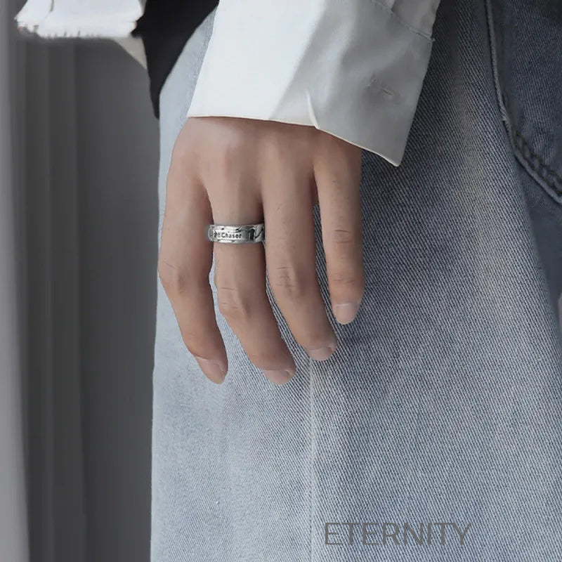 Anillo Ajustable Light Chaser con Diseño de Eslabones  Anillos Plateado Ajustable Acero Inoxidable  ETERNITY