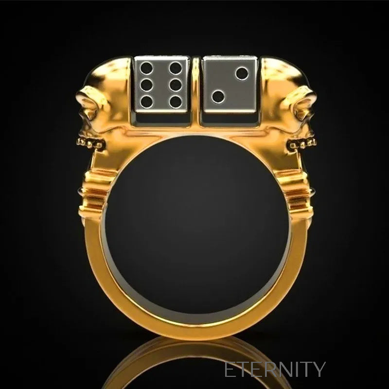 Anillo Calaveras Dados  Anillos Dorado 10 Acero Inoxidable  ETERNITY