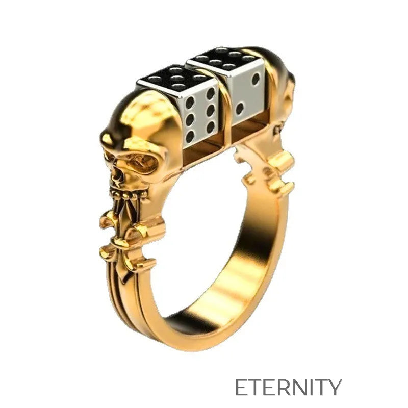 Anillo Calaveras Dados  Anillos Dorado 10 Acero Inoxidable  ETERNITY