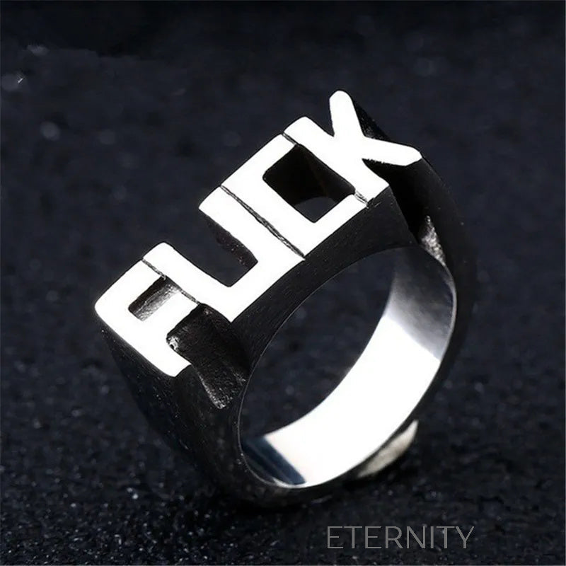 Anillo Rebel Statement con Tipografía Escultural en Gold y Silver  Anillos Plateado 10 Acero Inoxidable  ETERNITY