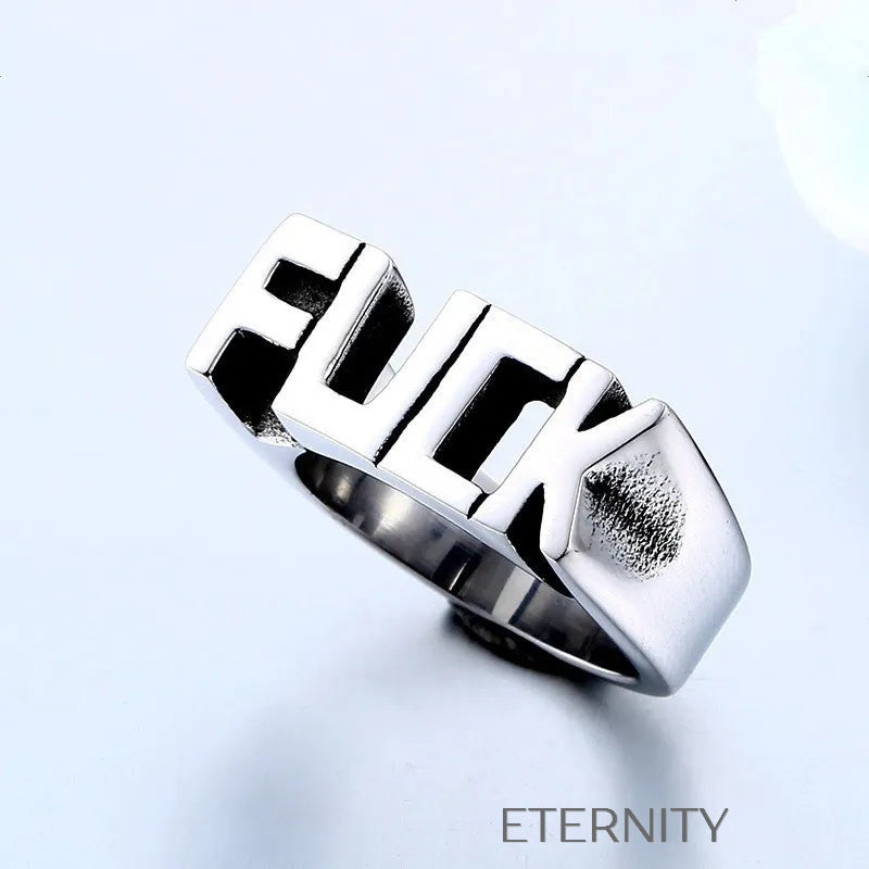Anillo Rebel Statement con Tipografía Escultural en Gold y Silver  Anillos Plateado 10 Acero Inoxidable  ETERNITY